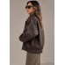 Chocolate Oversized Leather Jacket